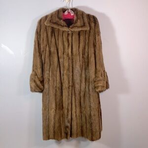 Clearfield furs mink long dress coat natural Demi buff brown size large 10